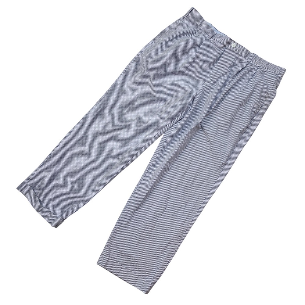 Brooks Brothers 346 Mens Blue White Seersucker Pleated Cuffed Pants W40 L30
